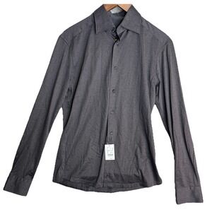 Eton Shirt Mens Small Black Jersey Button Up Long Sleeve Dress Casual Cotton Top